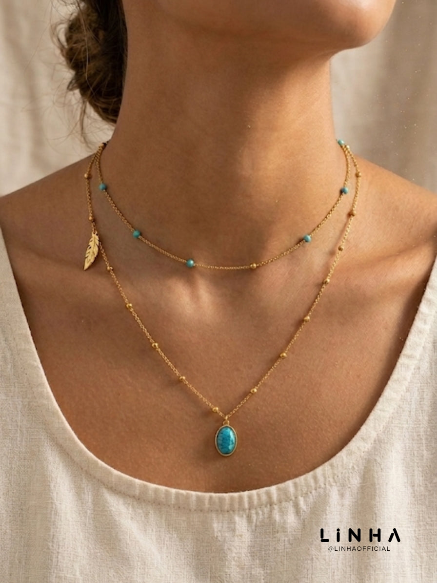 Colar Duplo Turquesa