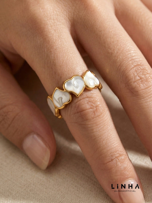 Anel Coração de Pérola