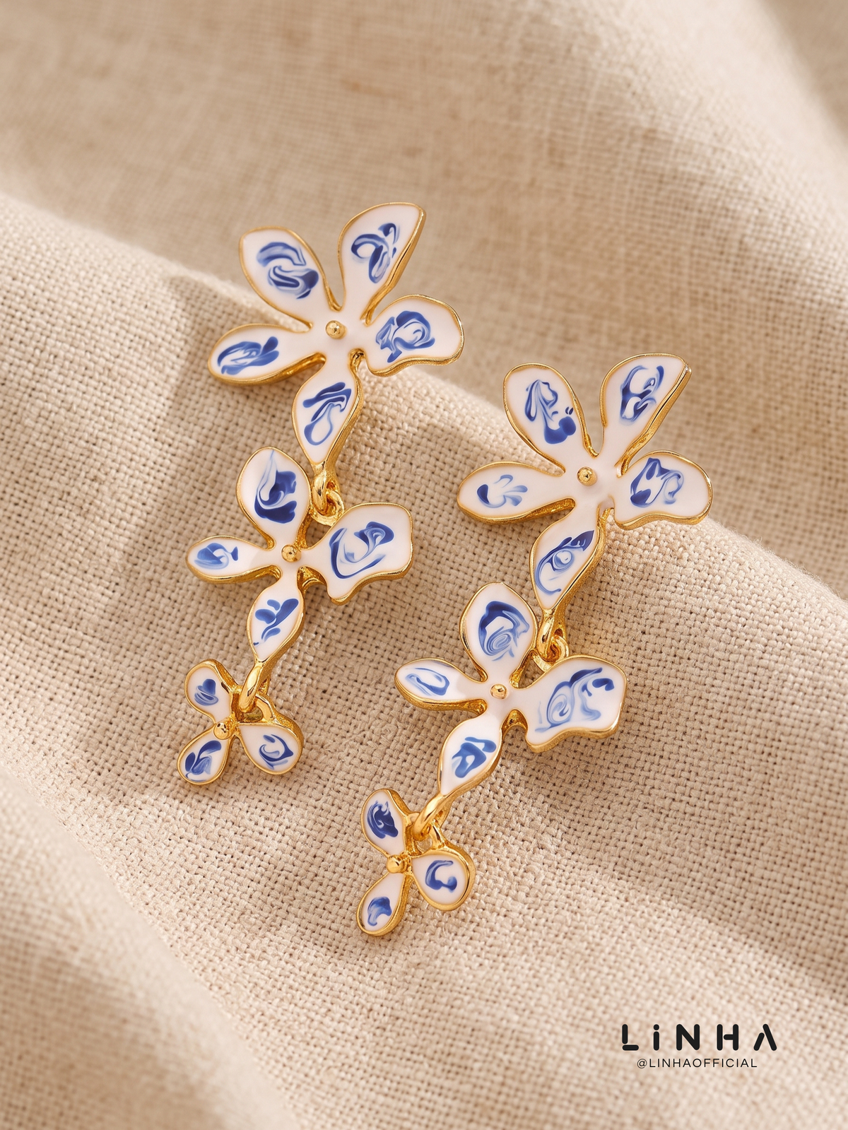 Brincos Flor de Porcelana
